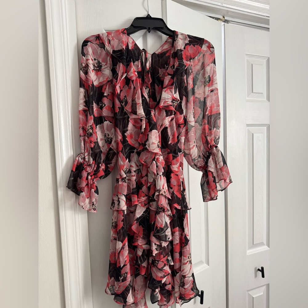 Floral Pink and Black Women's Dress